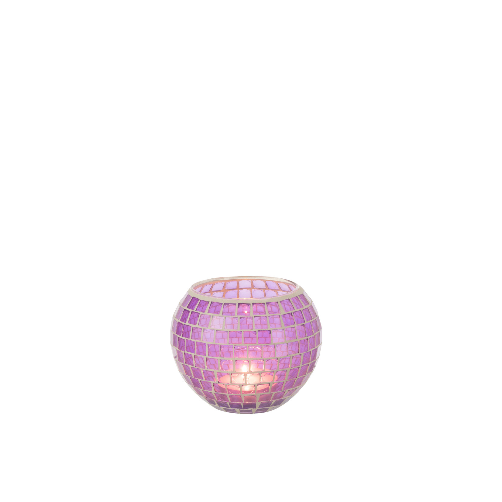 J-Line Tealight Holder Sphere Mosaic Purple Large