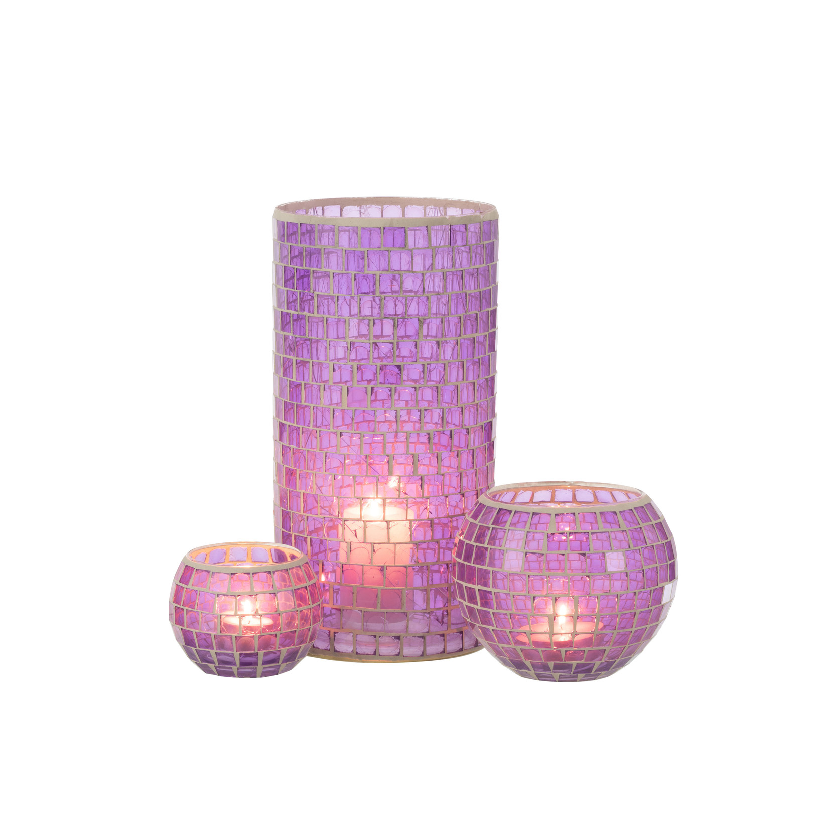 J-Line Vase Mosaic Glass Purple