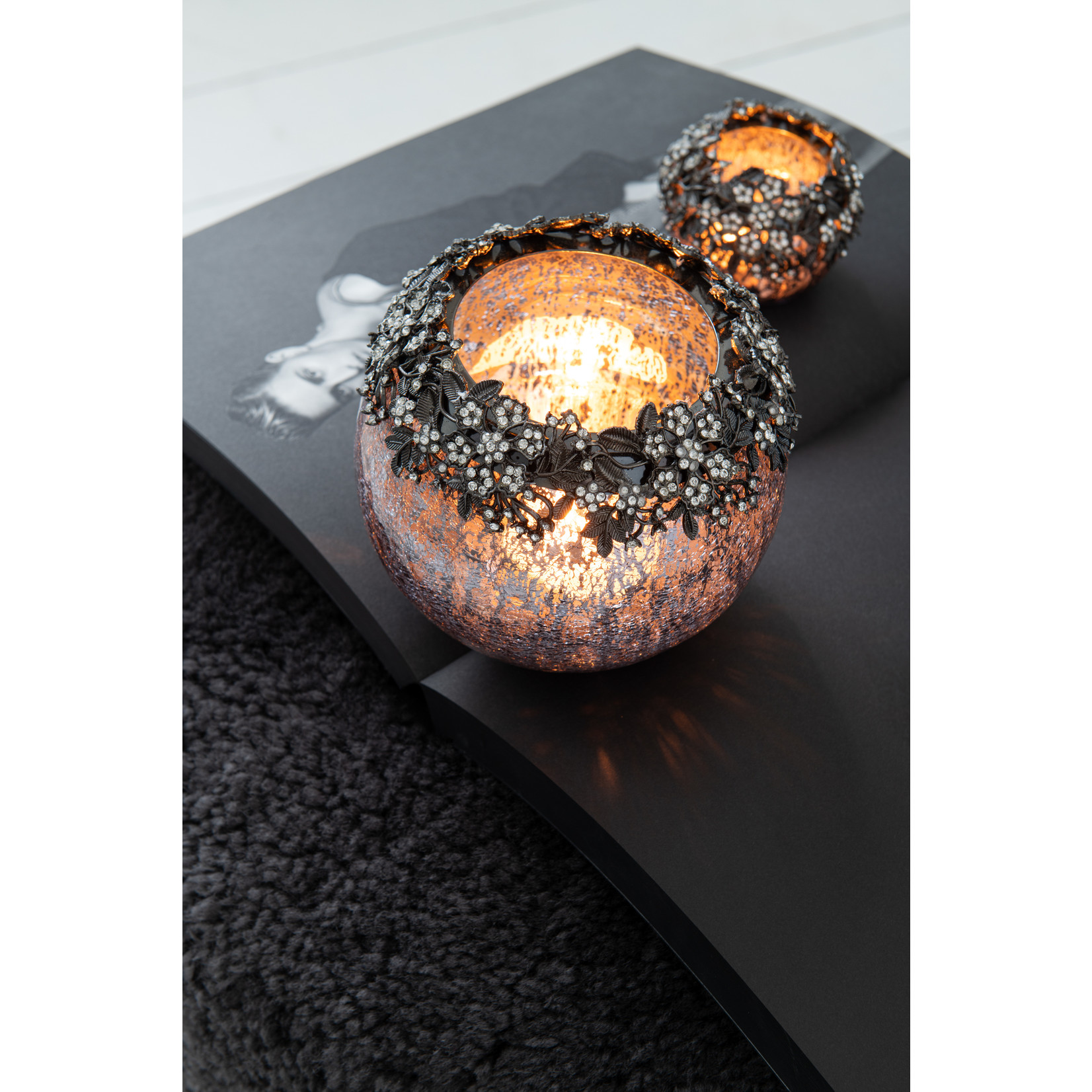 J-Line Tealight holder Jewel Smokey Gray