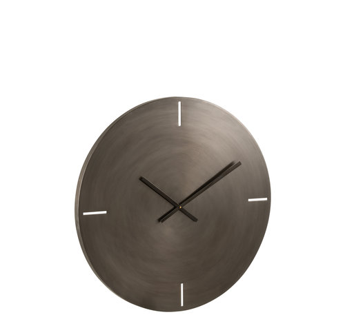 J-Line Wall Clock Round Gray Metal Large