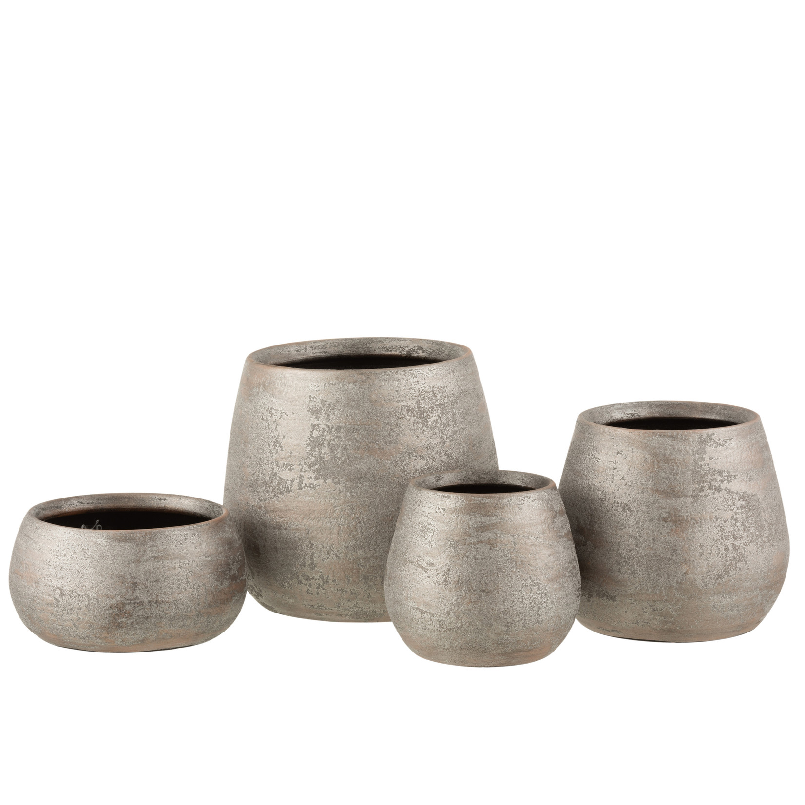 J-Line Flowerpot Raw Silver Ceramic Small