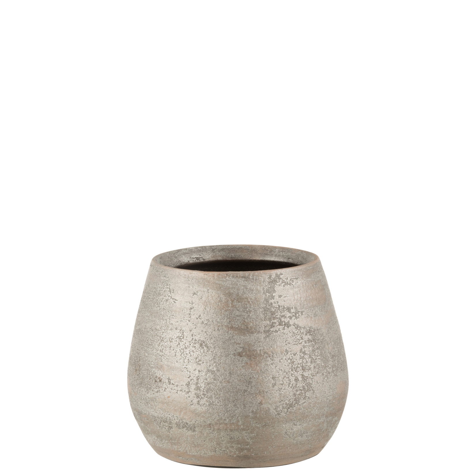 J-Line Flower Pot Rough Silver Ceramic Medium