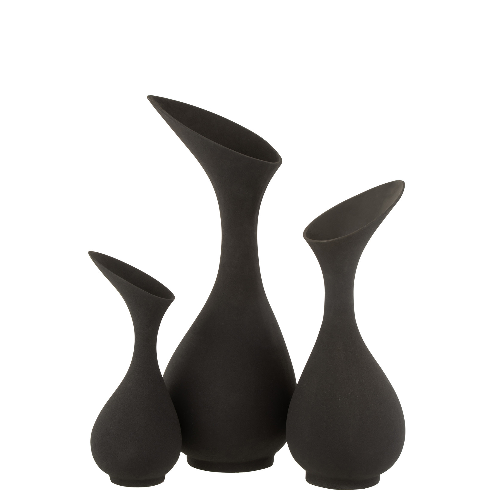 J-Line Vase Raw Aluminum Black Medium