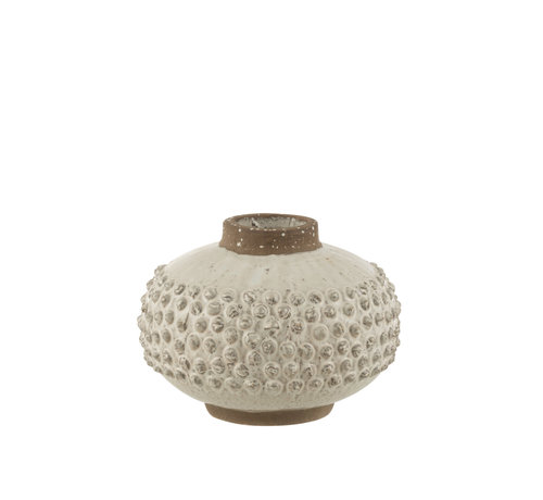 J-Line Vase Uneven ceramic White Small