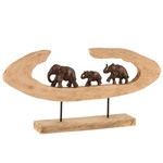 J-Line Figurine Family Elephants Mango Wood