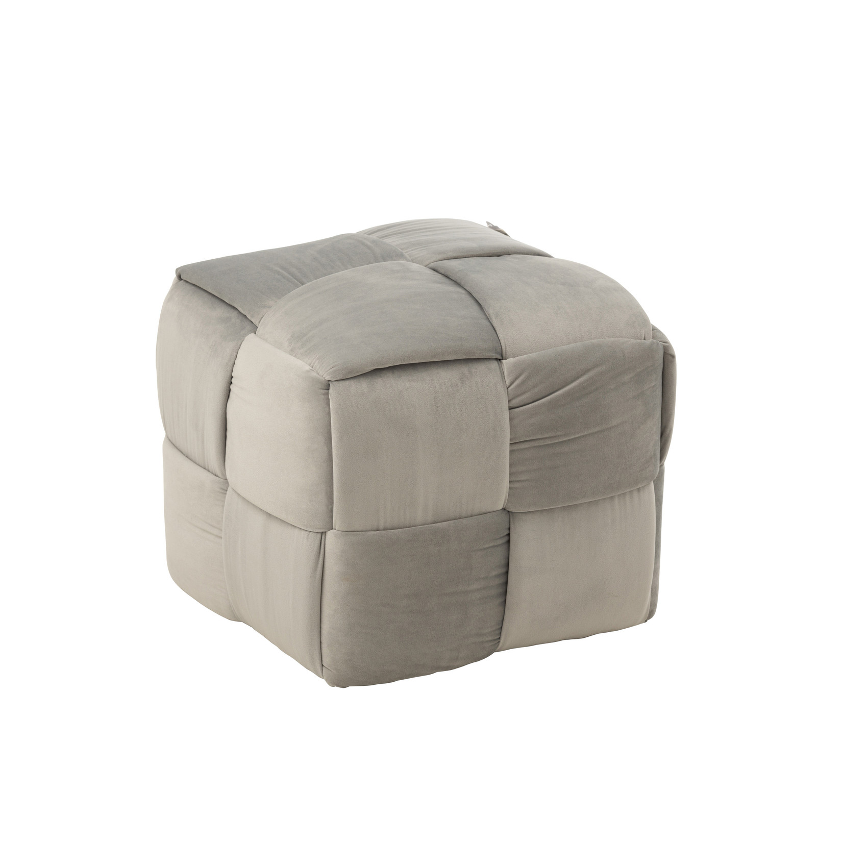 J-Line Pouf Square Textile Light Gray