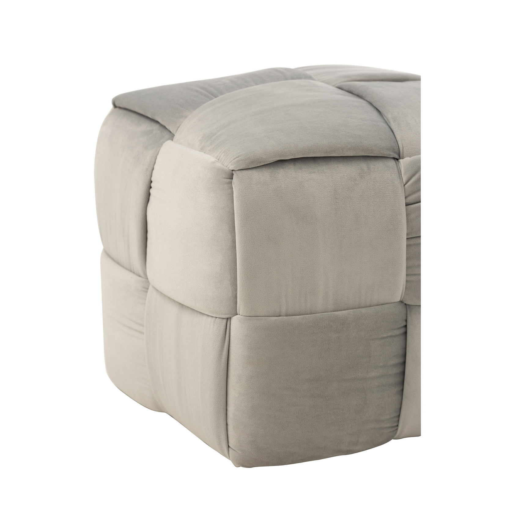 J-Line Pouf Square Textile Light Gray