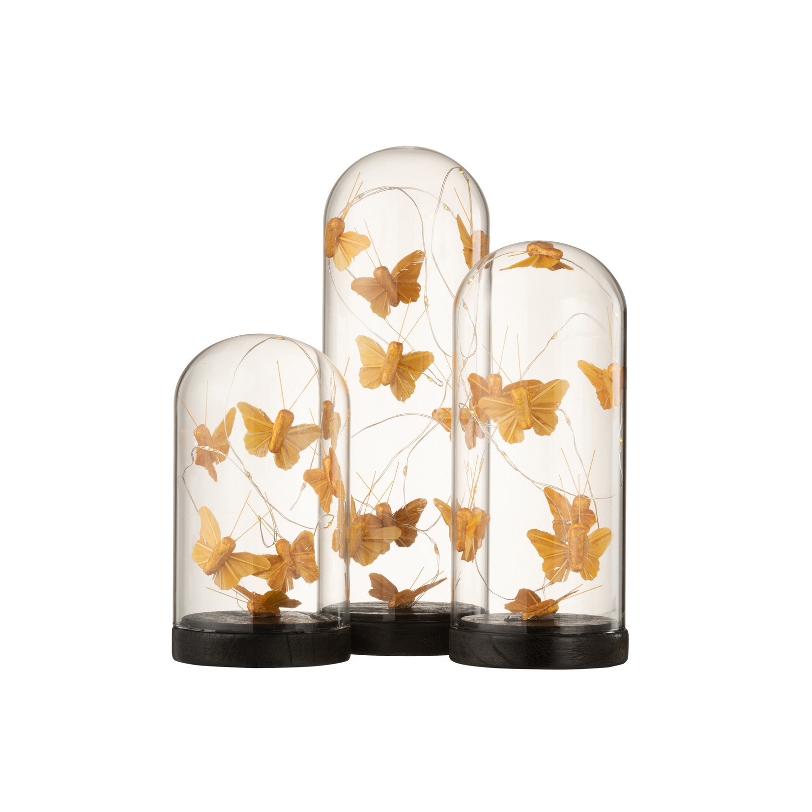 J-Line Bell jar Butterflies Led Gold Small