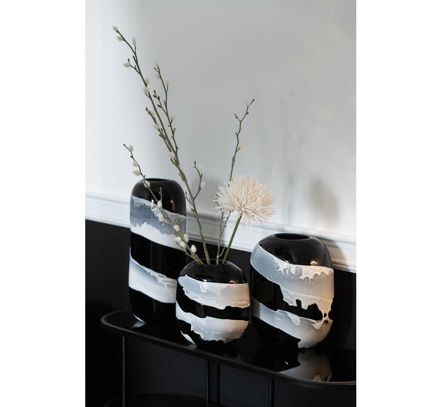 Vase Modern Black White Large