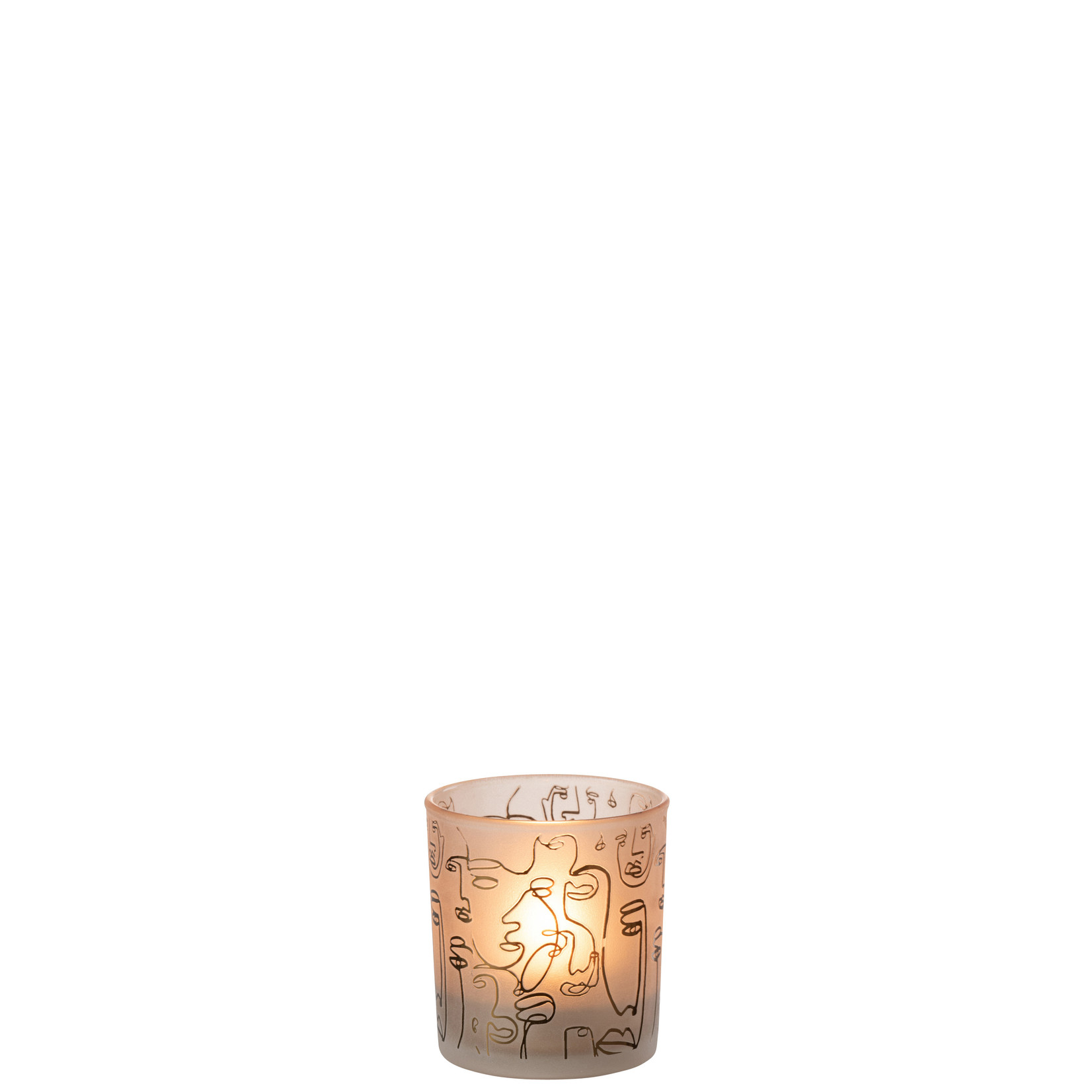 J-Line Tealight Holder Abstract Faces Small