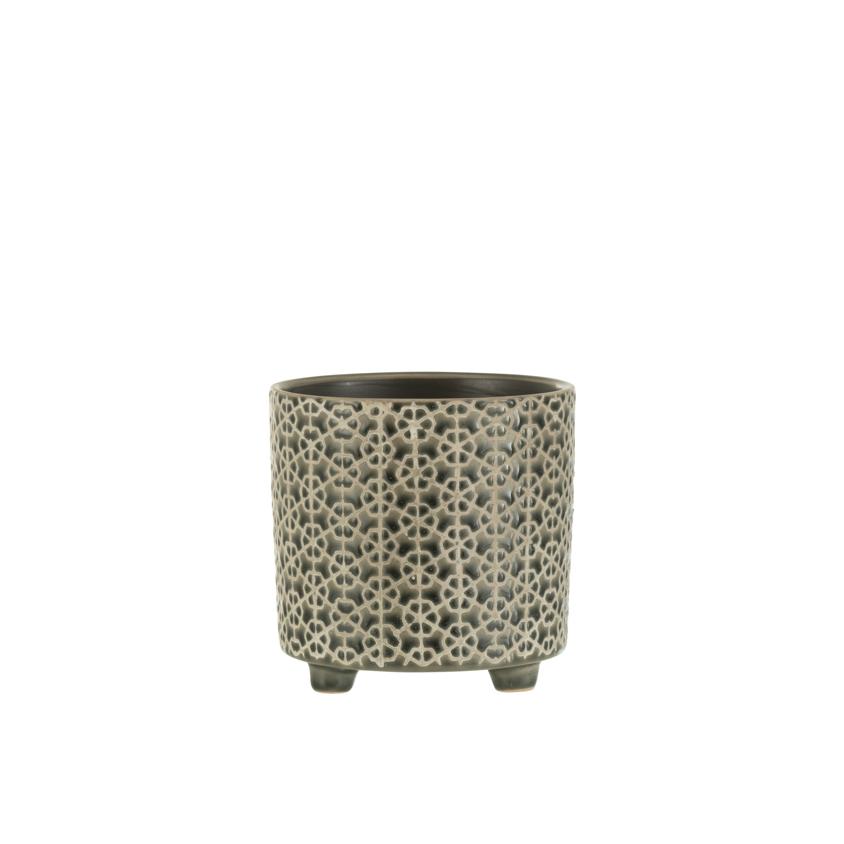 J-Line Flowerpot Flowers Gray Medium