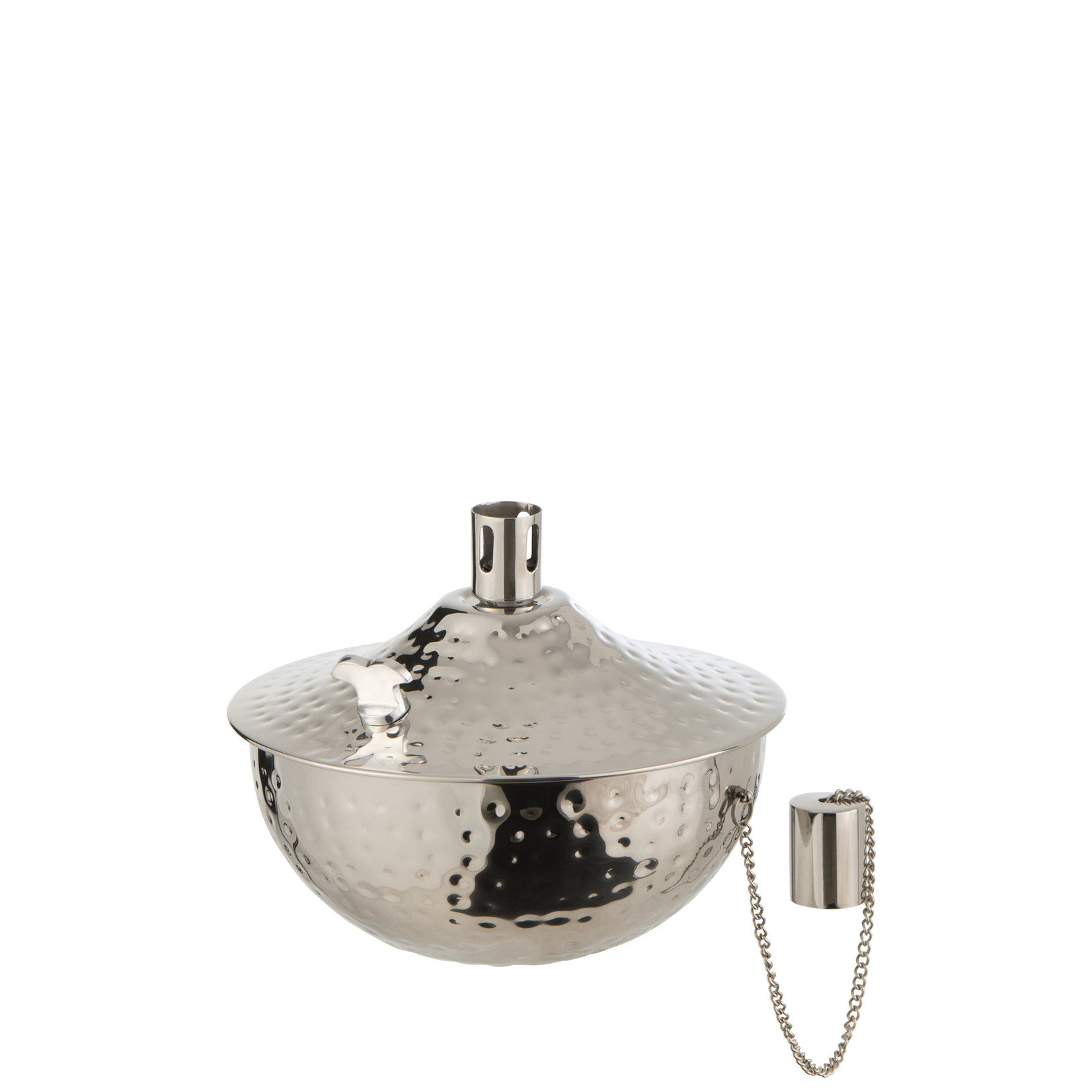 J-Line Oil Lamp Silver Hammered Large