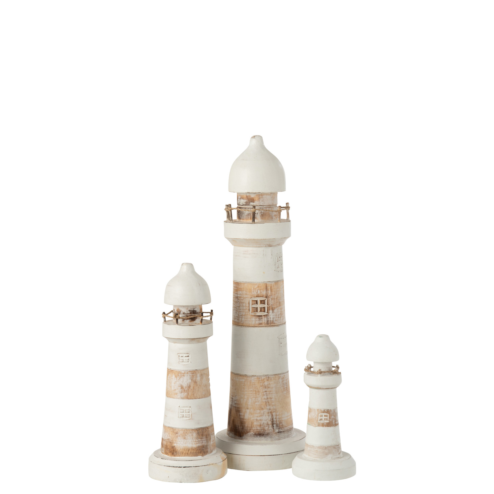 J-Line Decoration Lighthouse Albasia Wood White - Medium