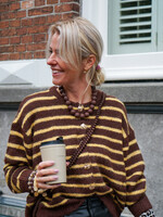 STREEP VEST BRUIN/GEEL