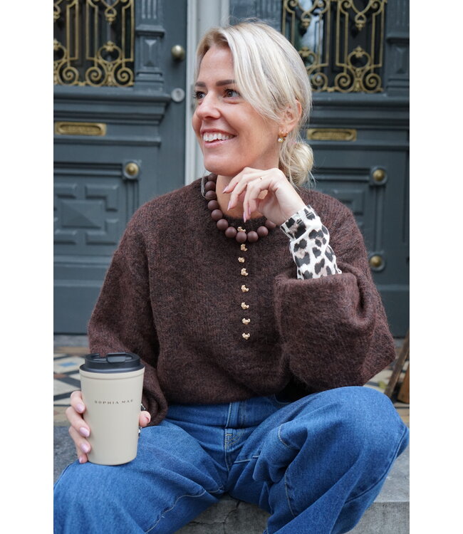 GEBREIDE TRUI HARTJES BRUIN