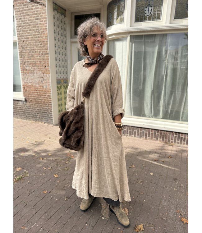 LINNEN JURK JUNA BEIGE
