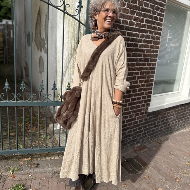 LINNEN JURK JUNA BEIGE