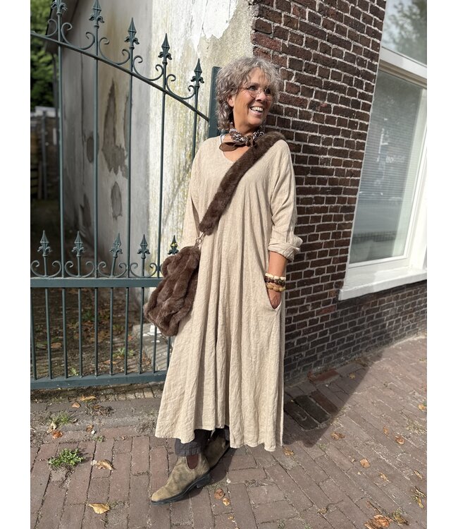 LINNEN JURK JUNA BEIGE