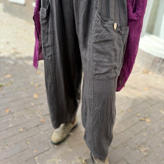 LINNEN BROEK EVI BRUIN