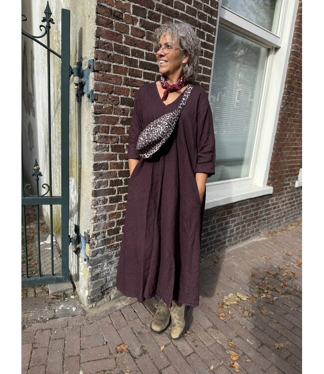 LINNEN JURK AUBERGINE