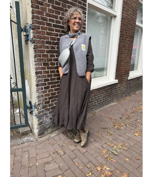 LINNEN JURK DONKERBRUIN