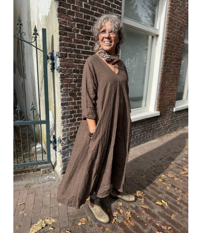 LINNEN JURK BRUIN