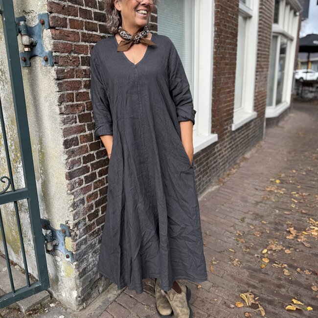 LINNEN JURK ANTRACIET