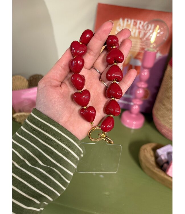 TELEFOONKETTING HART BURGUNDY