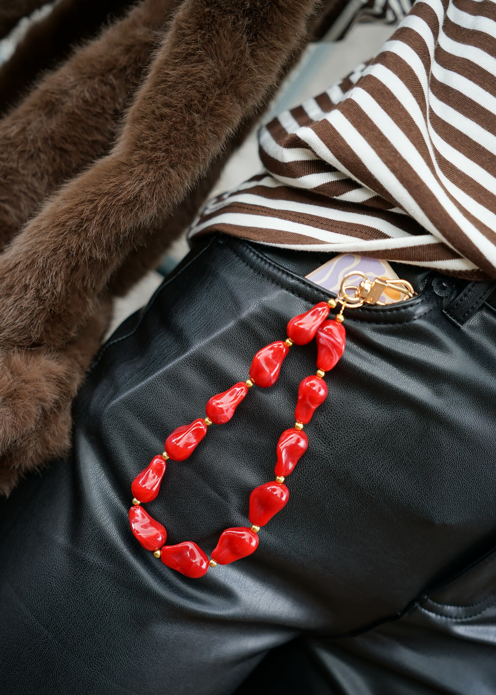 TELEFOONKETTING KRALEN BURGUNDY