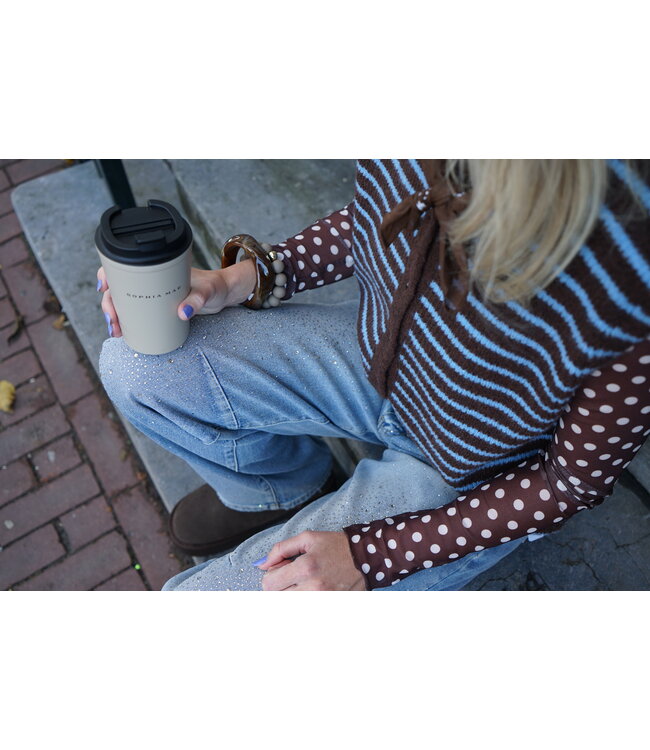 GILET STREEP BRUIN BLAUW