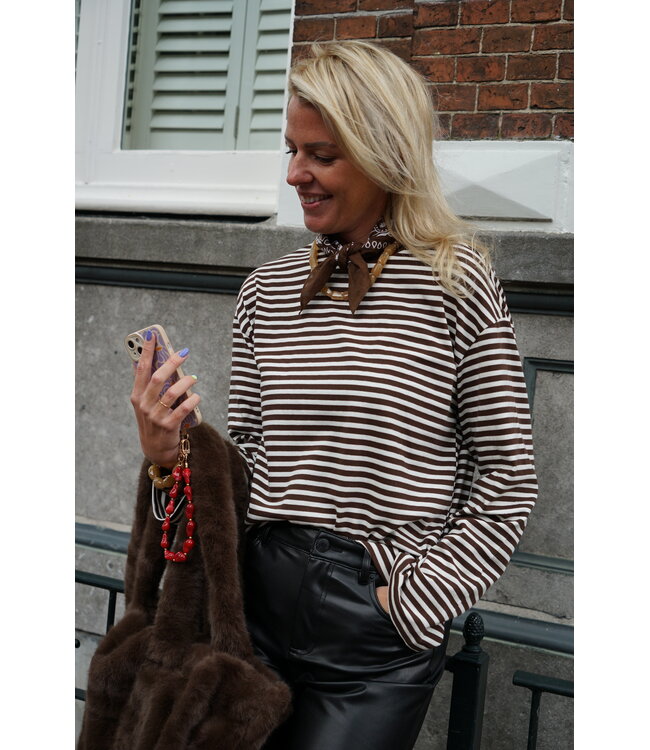 TOP STREEP BRUIN WIT