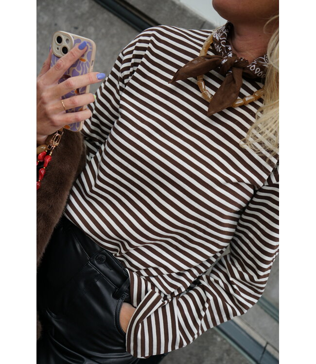 TOP STREEP BRUIN WIT