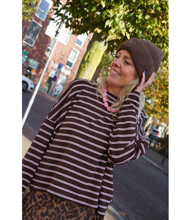 TOP STREEP BRUIN ROZE