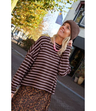 TOP STREEP BRUIN ROZE