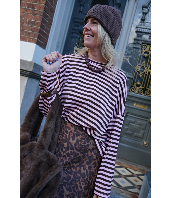 TOP STREEP BRUIN ROZE