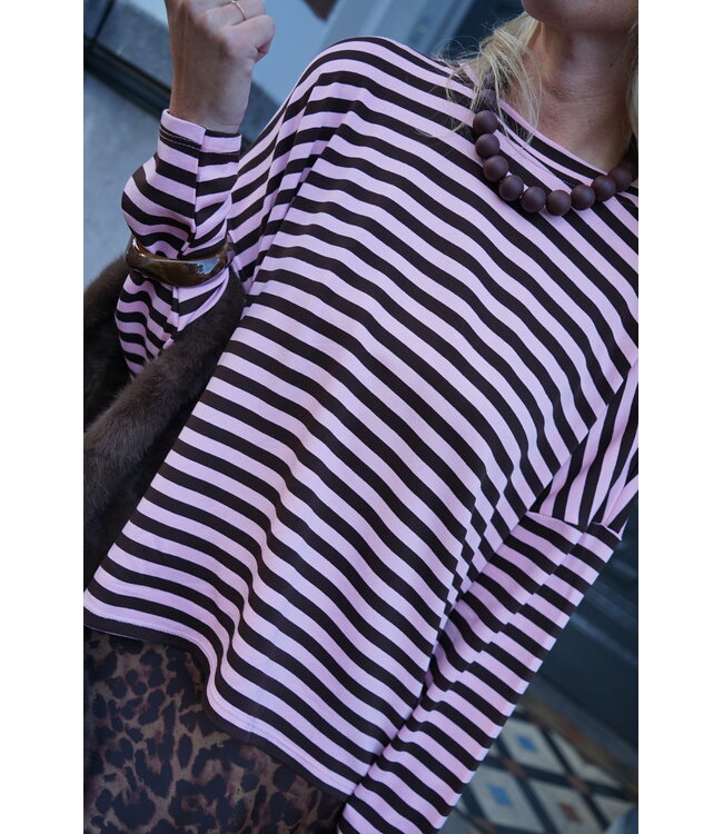 TOP STREEP BRUIN ROZE