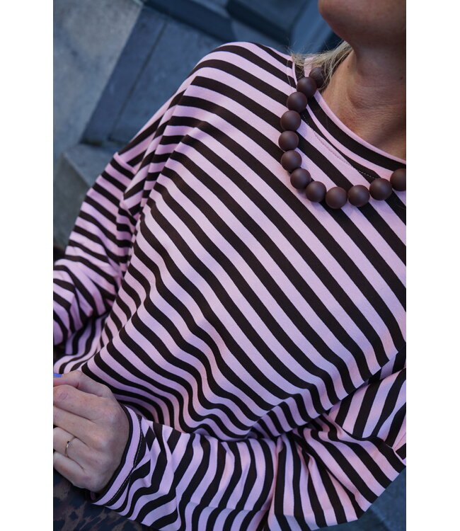 TOP STREEP BRUIN ROZE