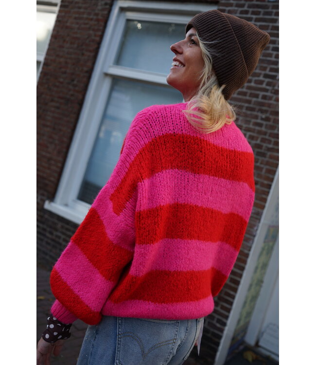 GEBREIDE TRUI ROOD ROZE