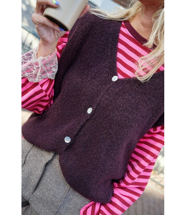 GEBREID GILET AUBERGINE