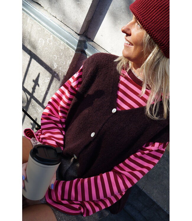 GEBREID GILET AUBERGINE
