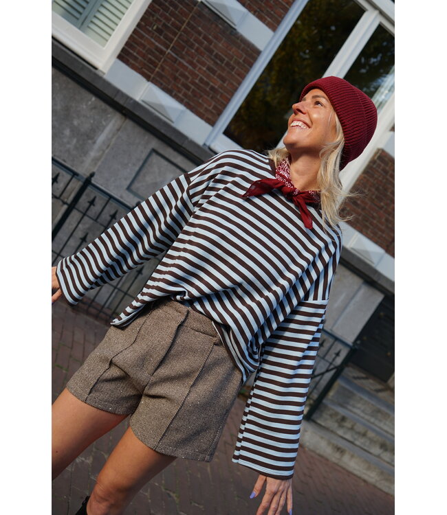 STREEP TOP BRUIN BLAUW