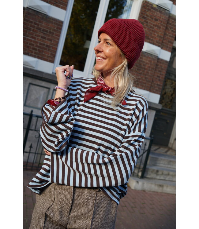 STREEP TOP BRUIN BLAUW