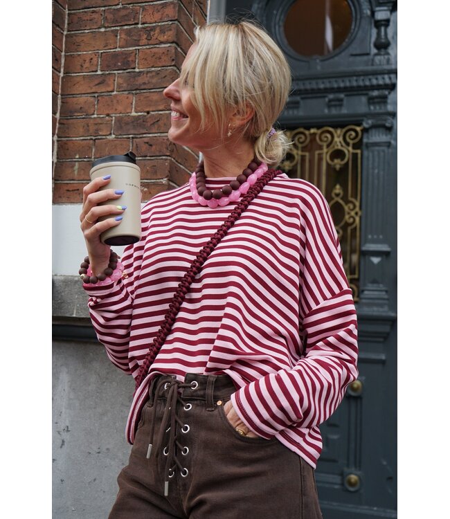 STREEP TOP BURGUNDY ROZE