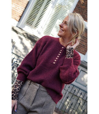GEBREIDE TRUI HARTJES AUBERGINE