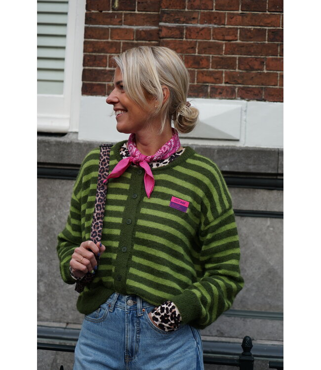 STREEP VEST GROEN VINTAGE