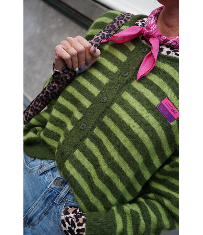 STREEP VEST GROEN VINTAGE