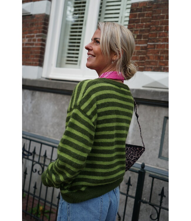STREEP VEST GROEN VINTAGE