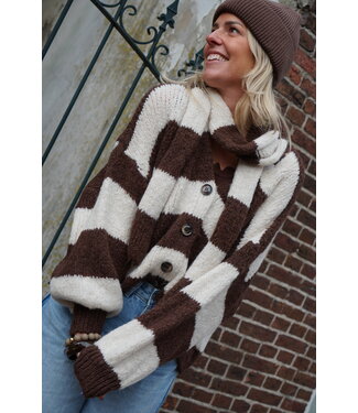 VEST MET SJAAL BRUIN CREME