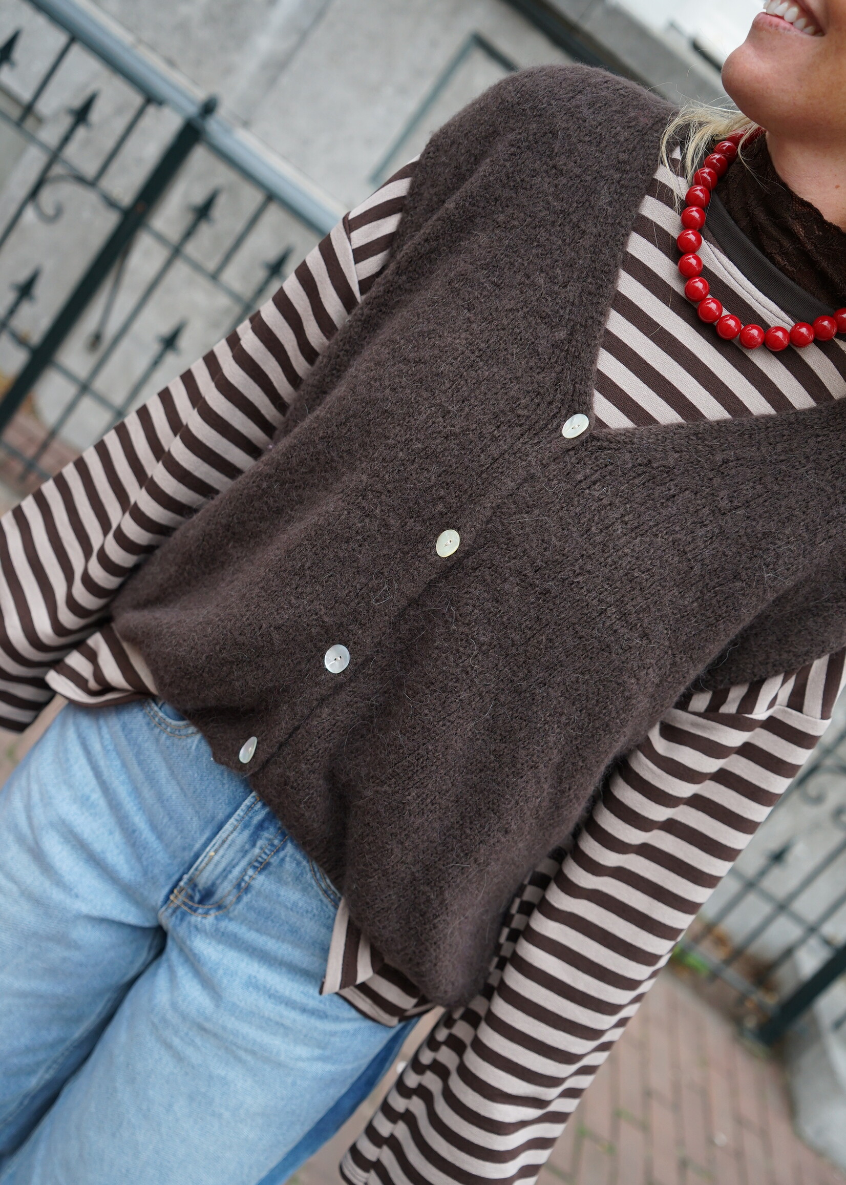 GEBREID GILET BRUIN