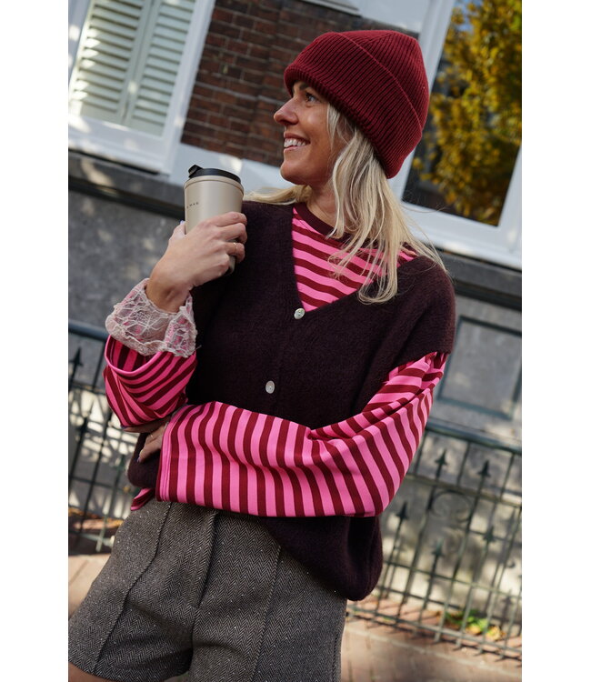GEBREID GILET AUBERGINE